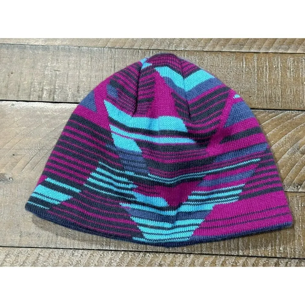 Columbia Pink REVERSIBLE Blue Stripe Beanie Size S/M Youth